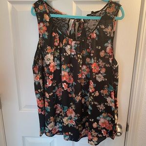 Black floral blouse